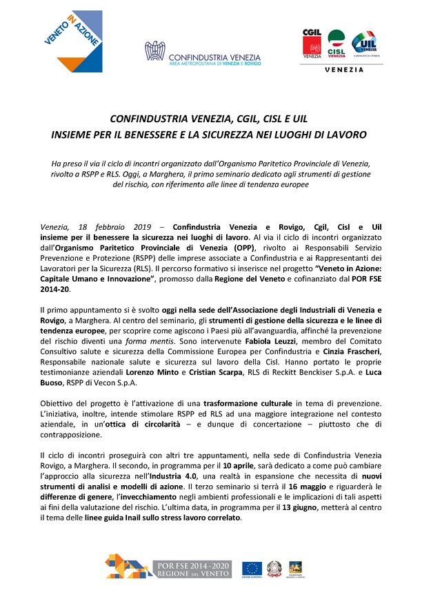 Comunicato stampa ciclo incontri